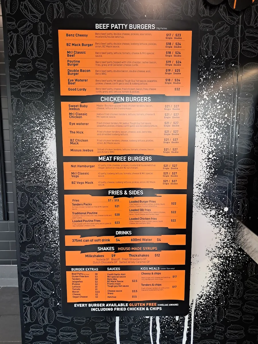 Menu, Mr Jeebus Deception Bay