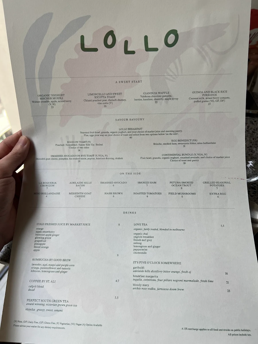 Menu, Lollo