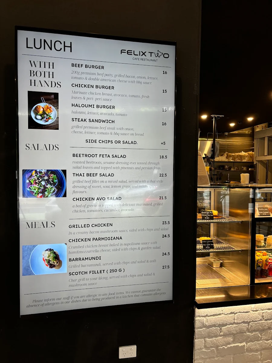 Menu, Felix Two