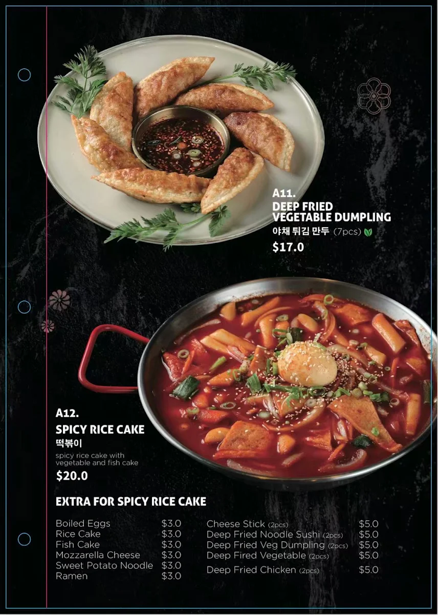 Menu, Hanok Korean Fine BBQ TOOWOOMBA