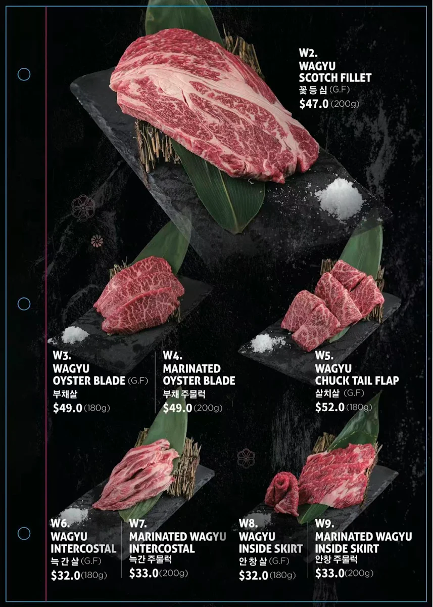 Menu, Hanok Korean Fine BBQ TOOWOOMBA