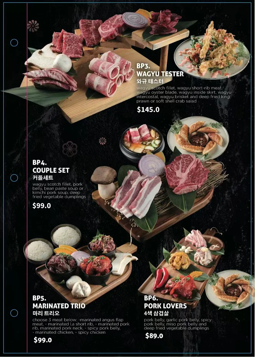 Menu, Hanok Korean Fine BBQ TOOWOOMBA