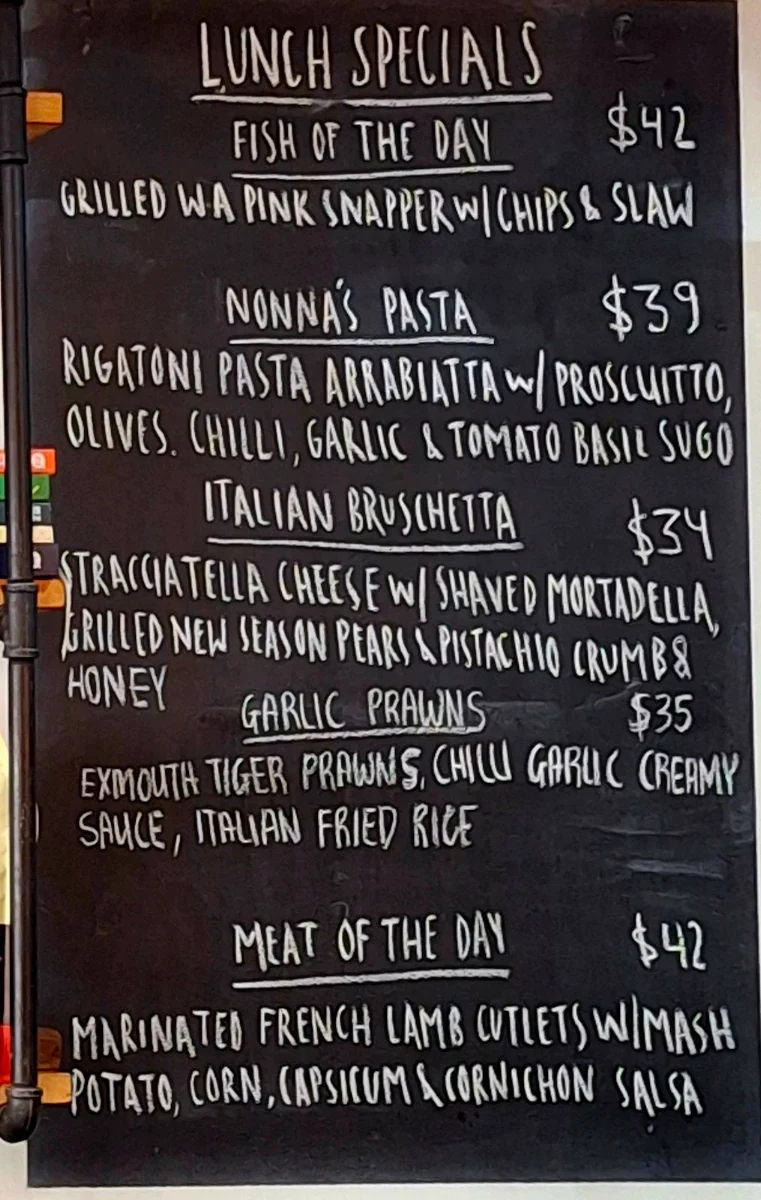 Menu, Cheeky Boy Espresso