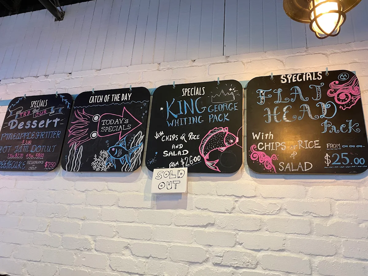 Menu, Hunky Dory Fish & Chips South Melbourne