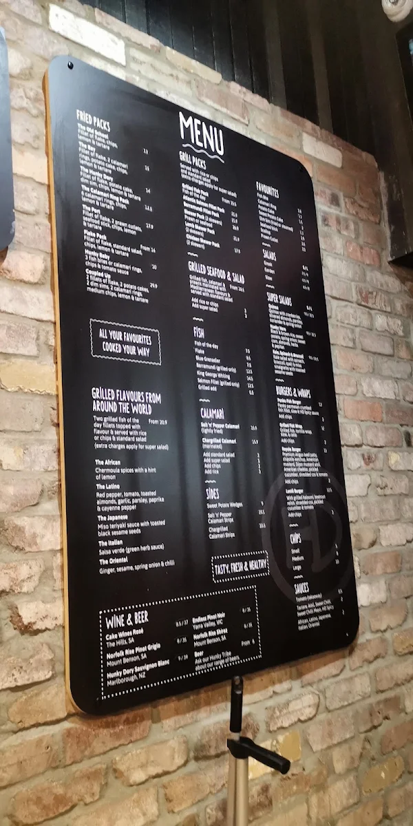 Menu, Hunky Dory Fish & Chips South Melbourne