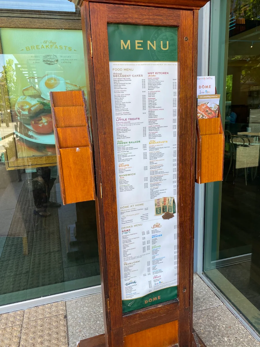 Menu, Dôme Café - Ellenbrook