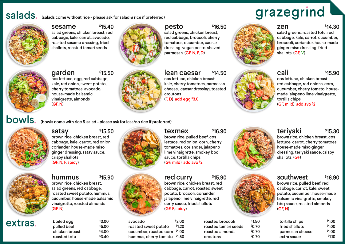 Menu, grazegrind