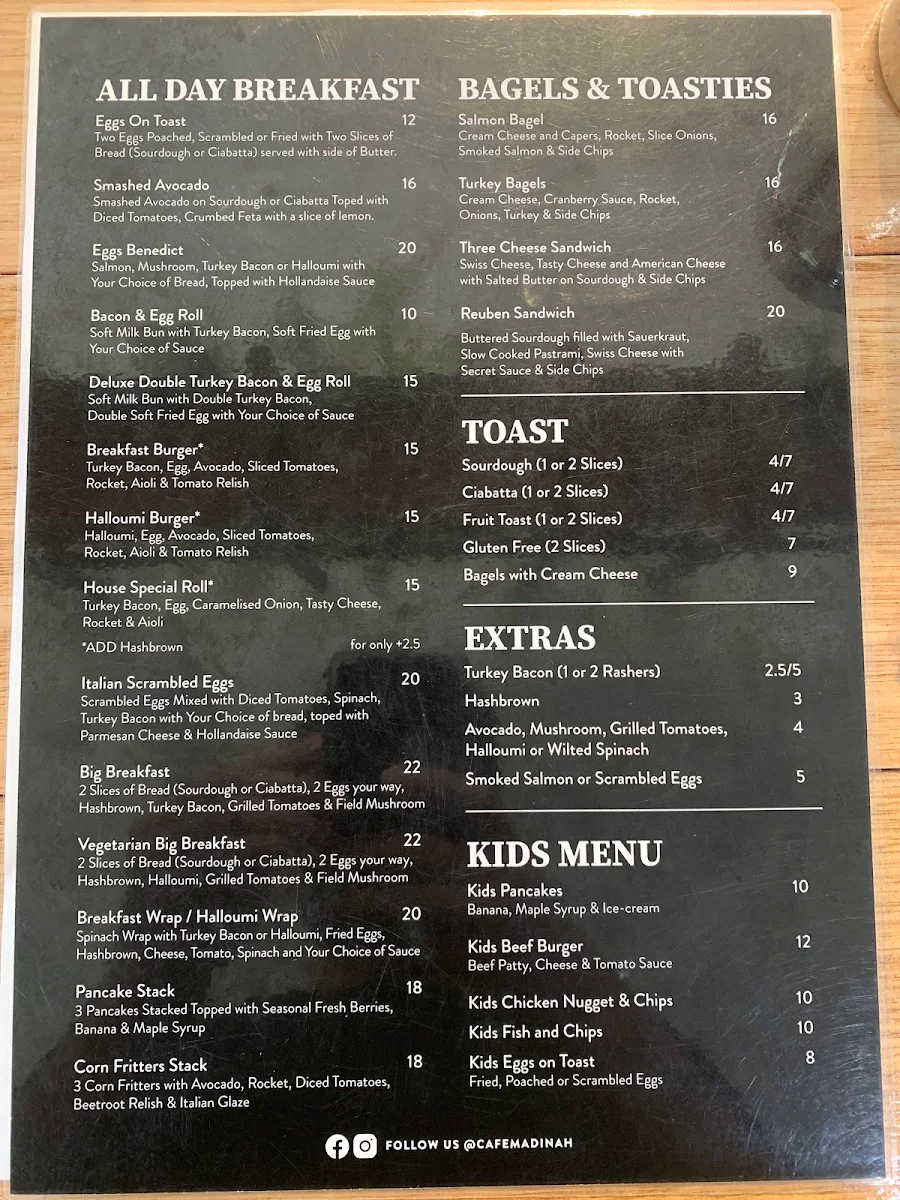 Menu, Four Brothers Espresso