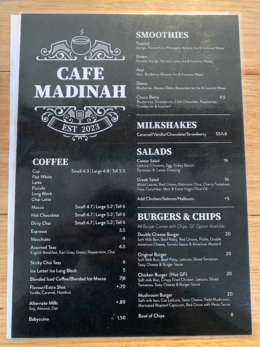 Menu, Four Brothers Espresso
