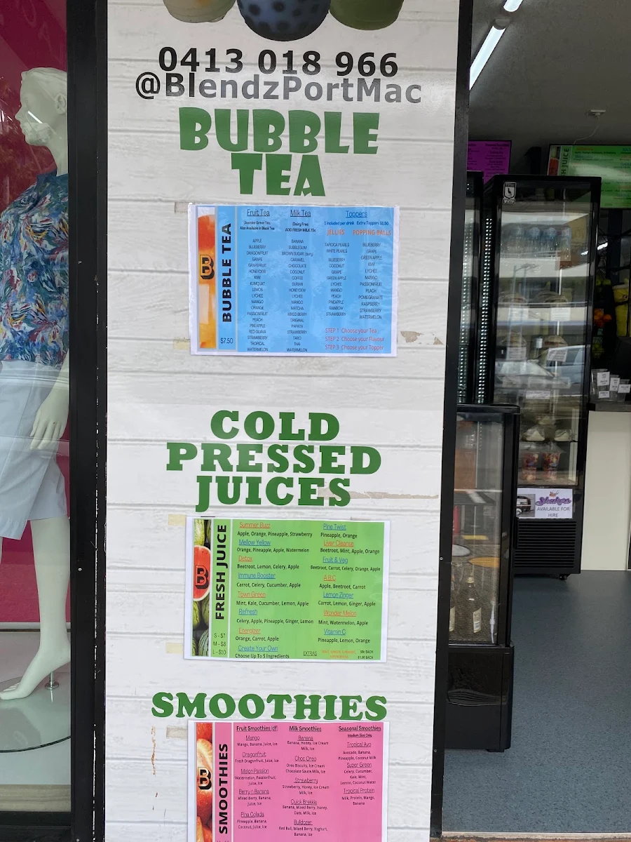 Menu, Blendz & Beanz