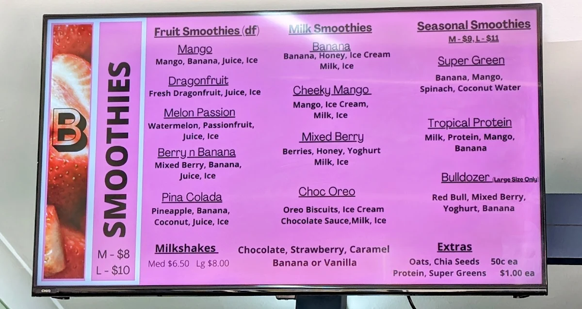 Menu, Blendz & Beanz