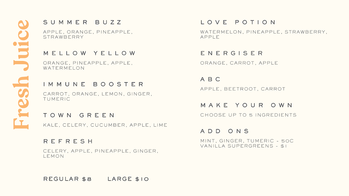Menu, Blendz & Beanz