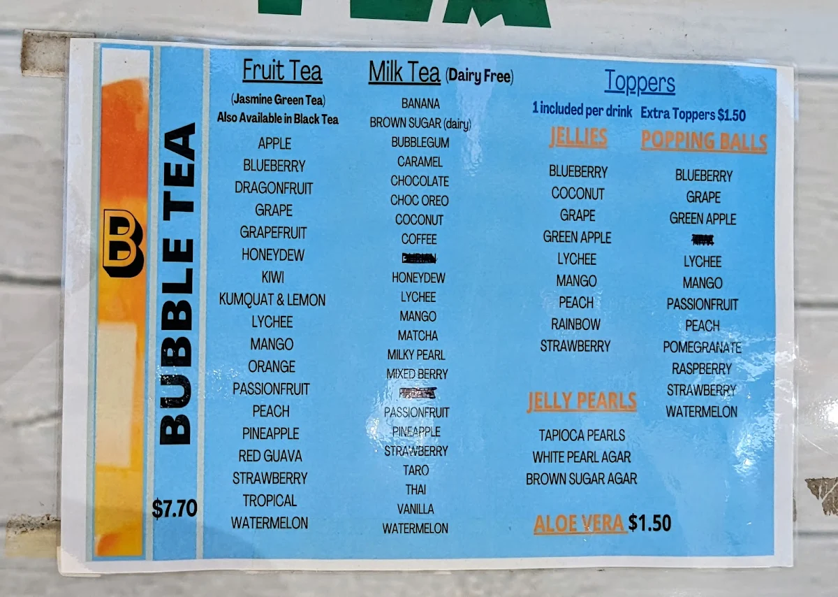 Menu, Blendz & Beanz