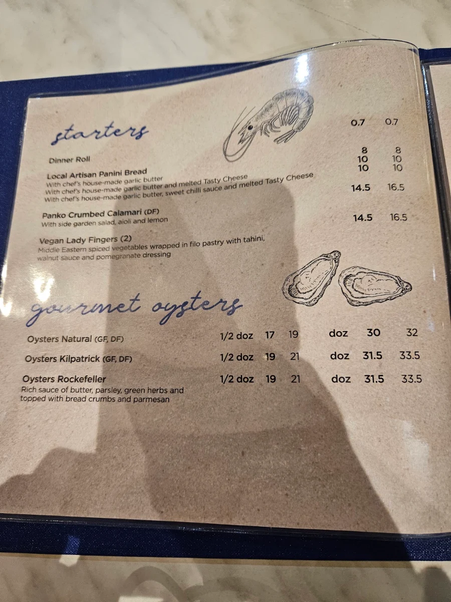Menu, Club Sapphire Merimbula