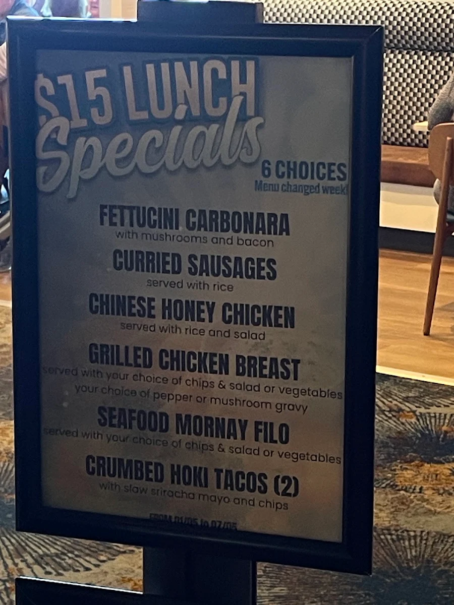 Menu, Club Sapphire Merimbula