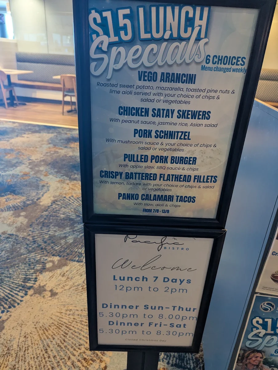 Menu, Club Sapphire Merimbula