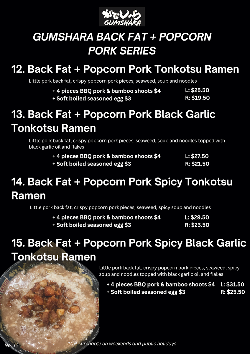 Menu, Gumshara
