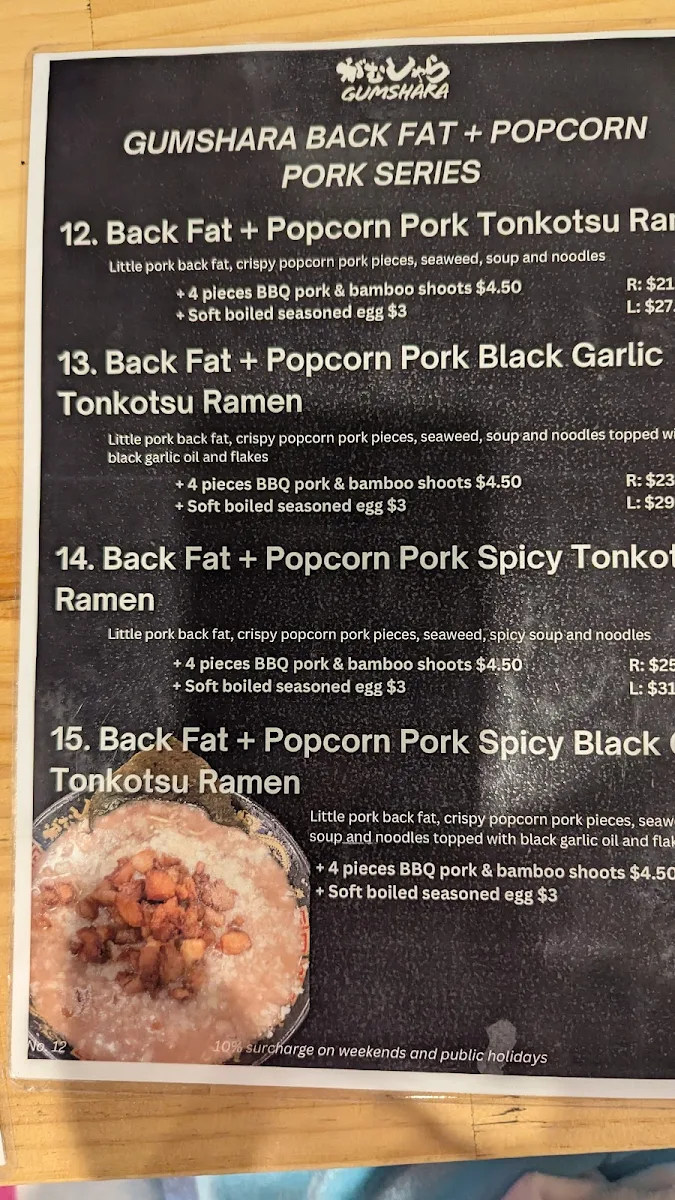 Menu, Gumshara