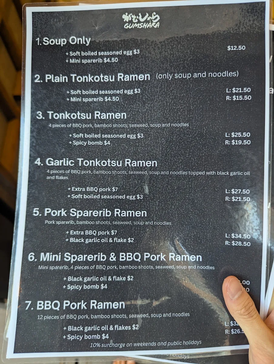 Menu, Gumshara