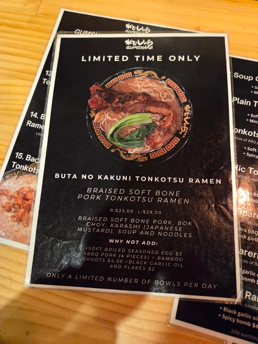 Menu, Gumshara
