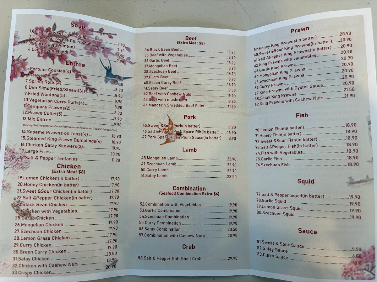 Menu, Lucky Chef