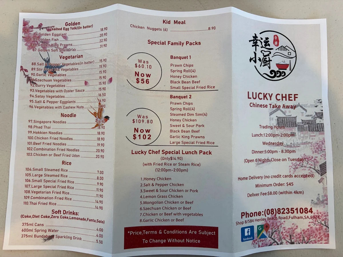 Menu, Lucky Chef