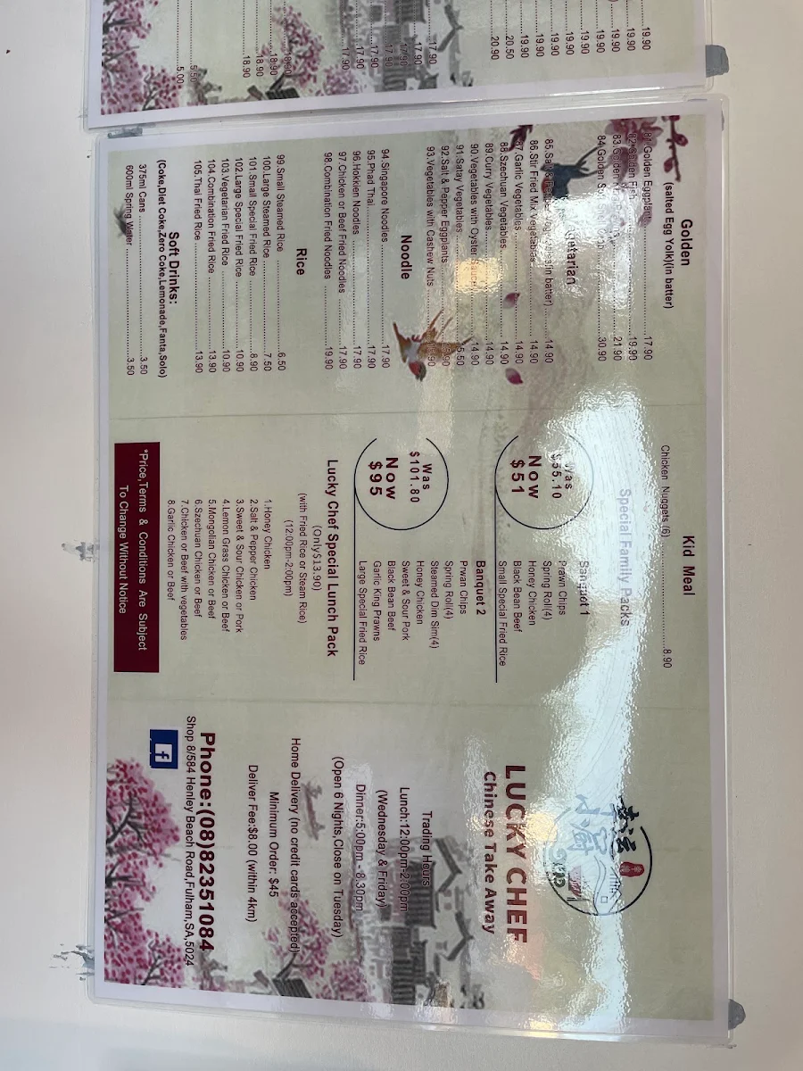 Menu, Lucky Chef