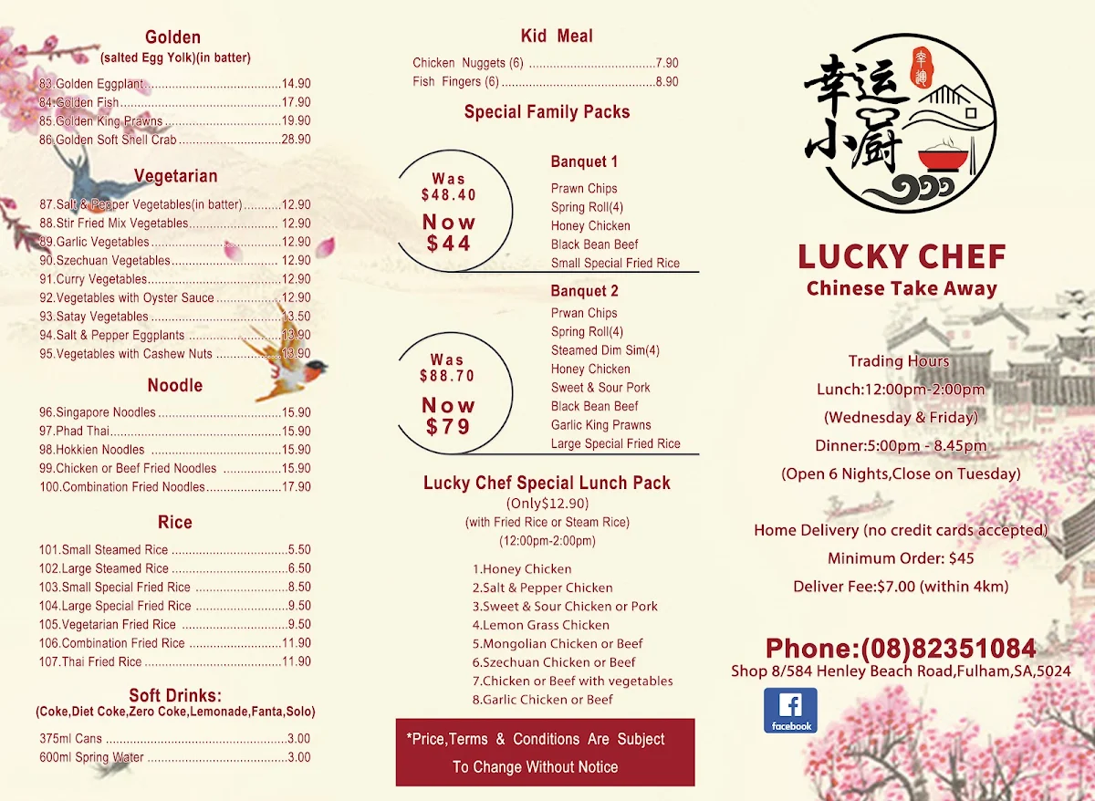 Menu, Lucky Chef