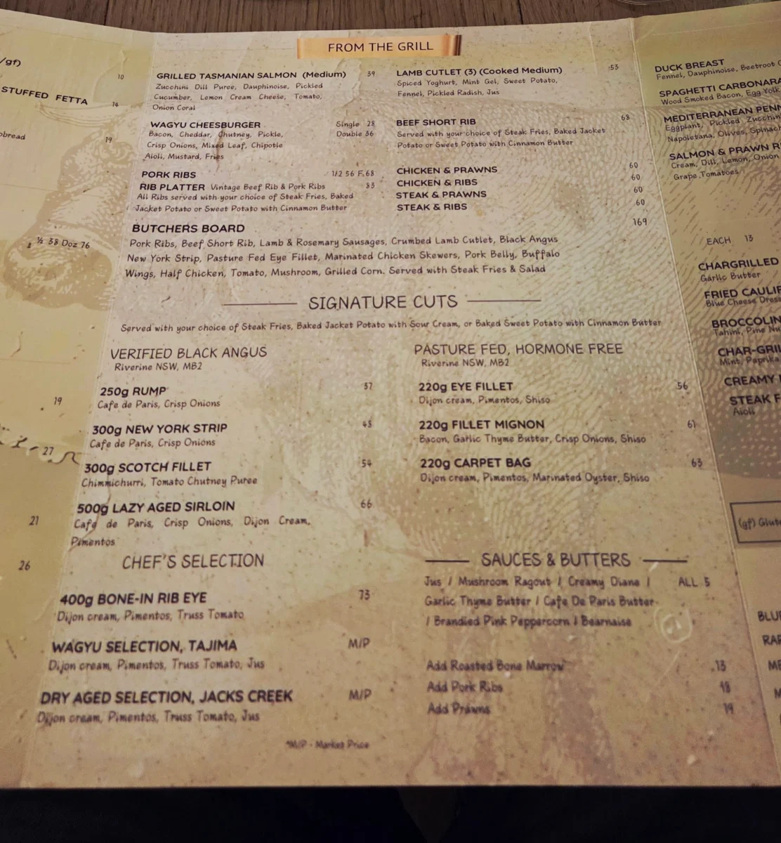 Menu, OSSO Rousehill