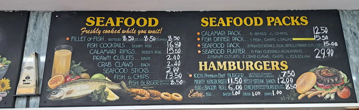 Menu, Casula Chicks & Seafood