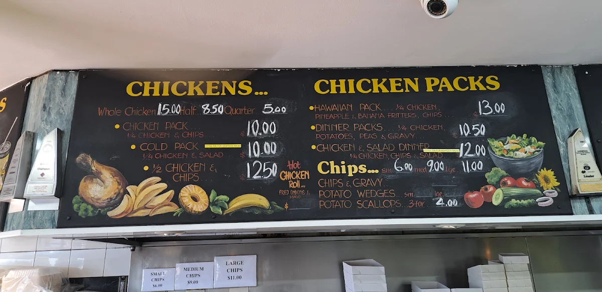 Menu, Casula Chicks & Seafood