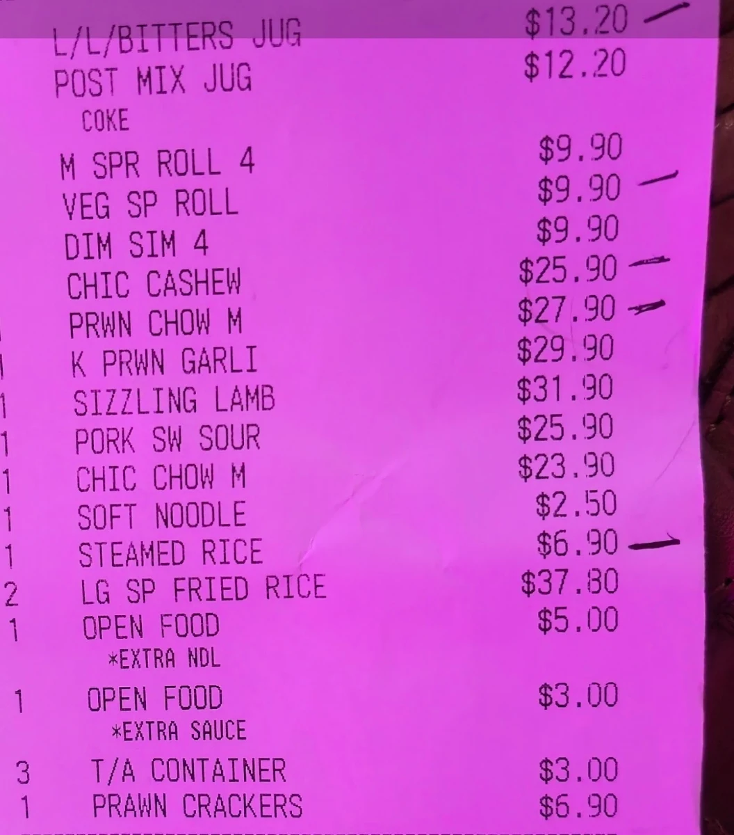 Menu, Brothers Sports Club Bundaberg