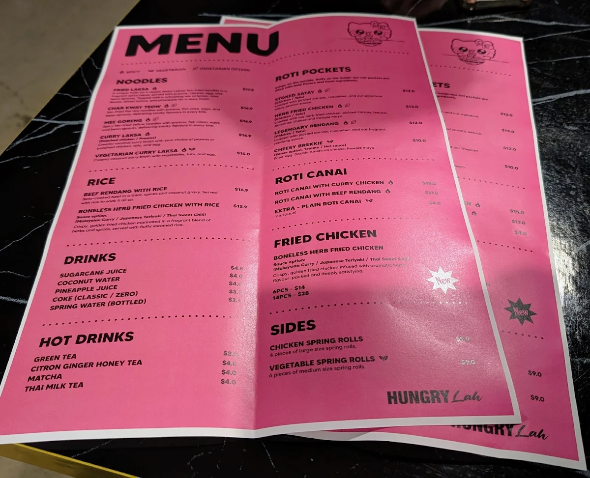 Menu, Hungry Lah