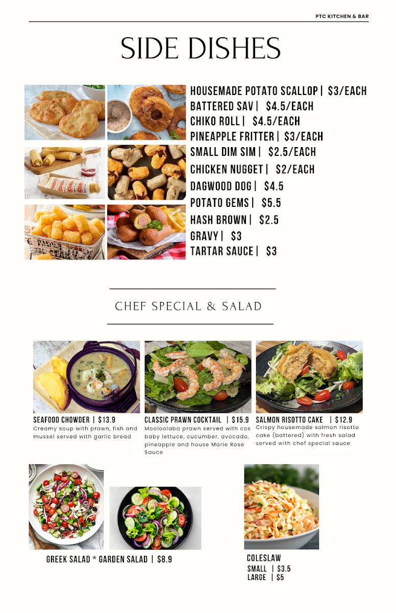 Menu, Pt Cartwright Seafoods