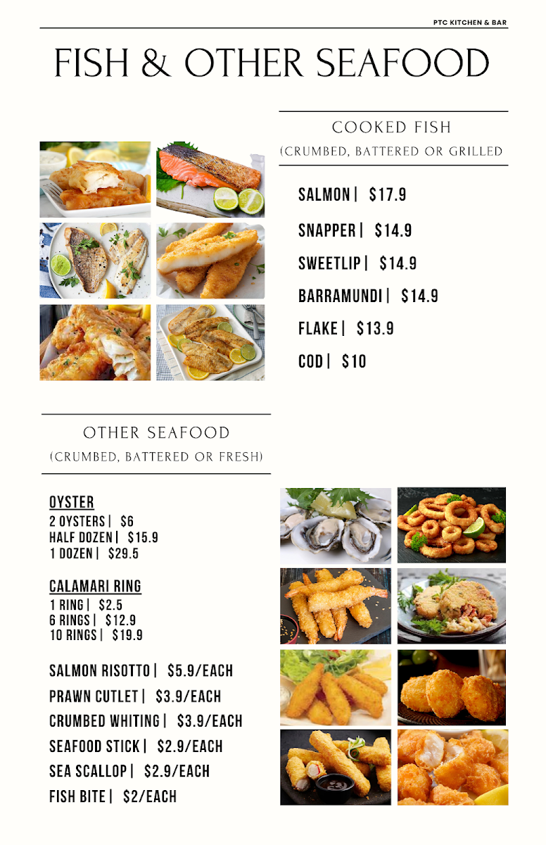 Menu, Pt Cartwright Seafoods