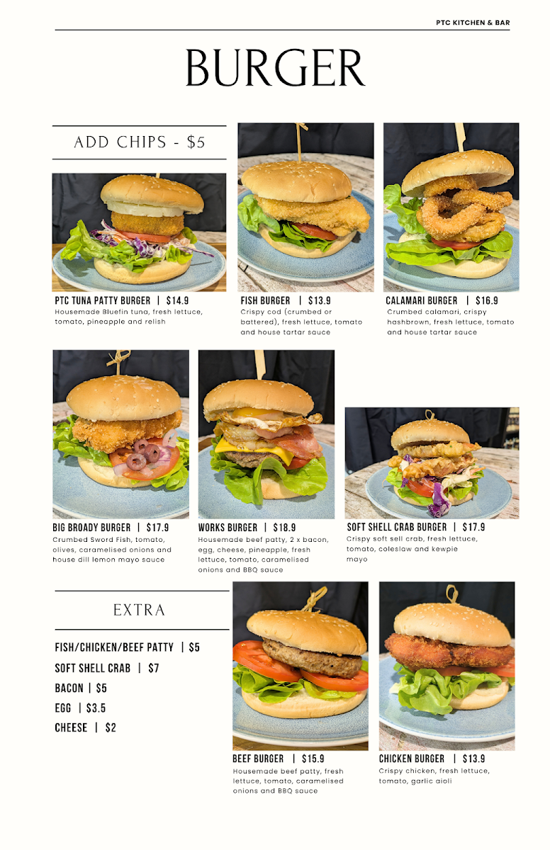 Menu, Pt Cartwright Seafoods