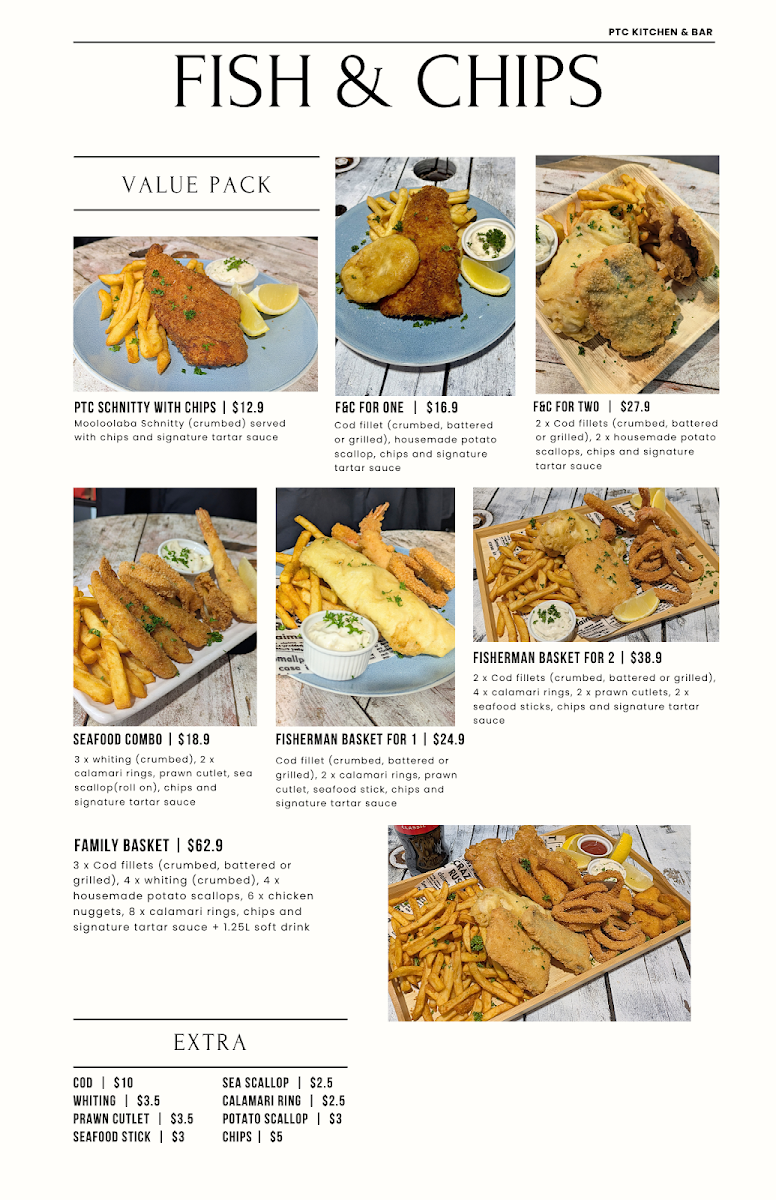Menu, Pt Cartwright Seafoods