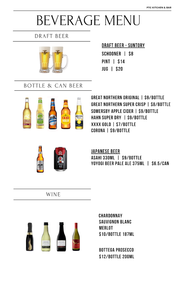 Menu, Pt Cartwright Seafoods