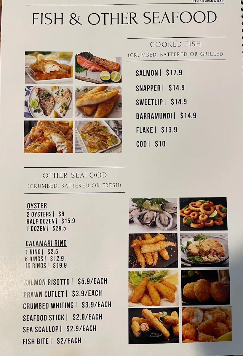 Menu, Pt Cartwright Seafoods