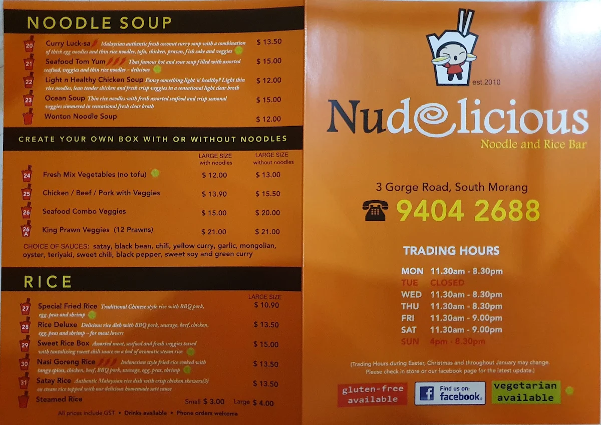Menu, Nudelicious