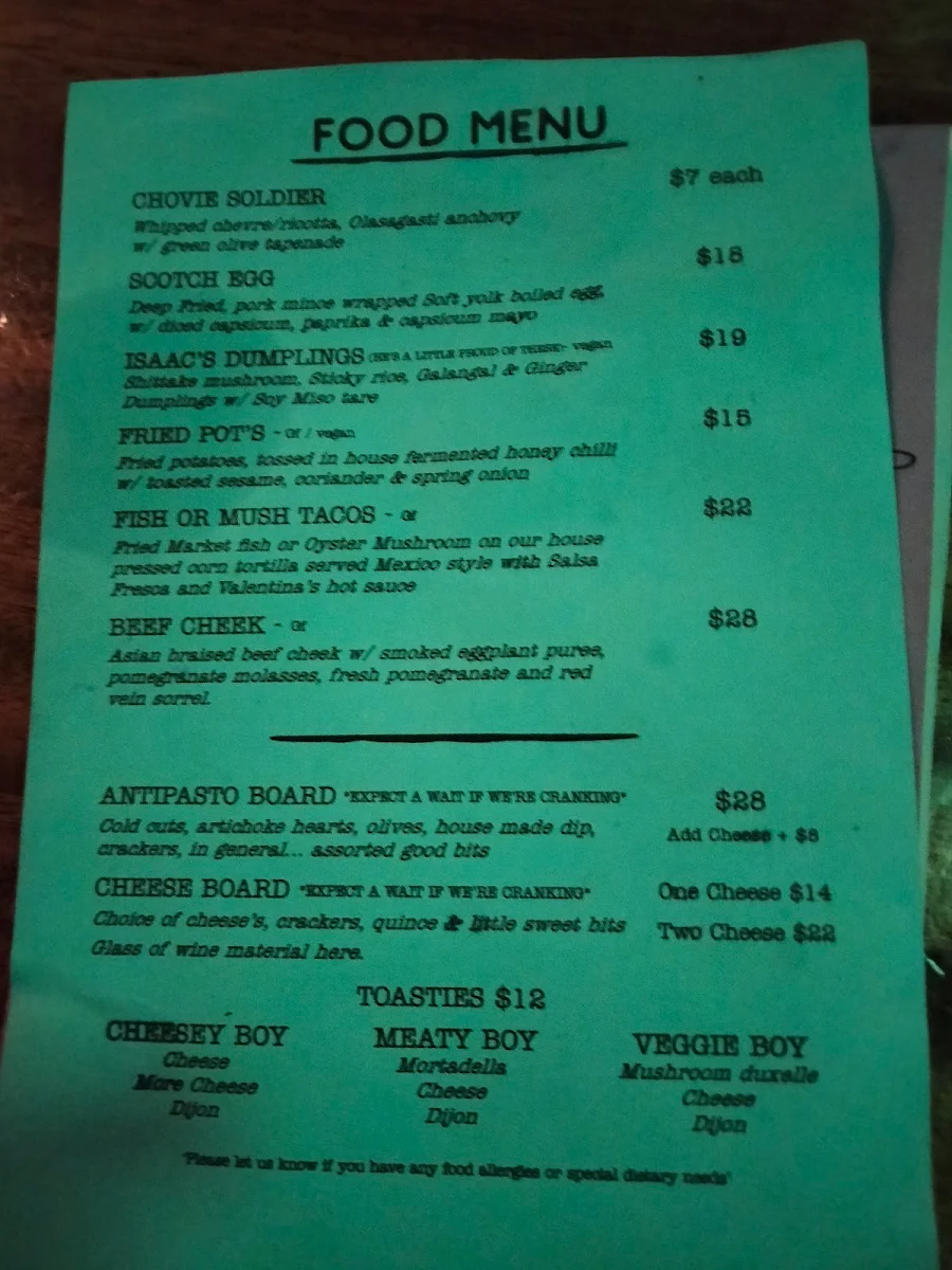 Menu, Noori on the Midcoast