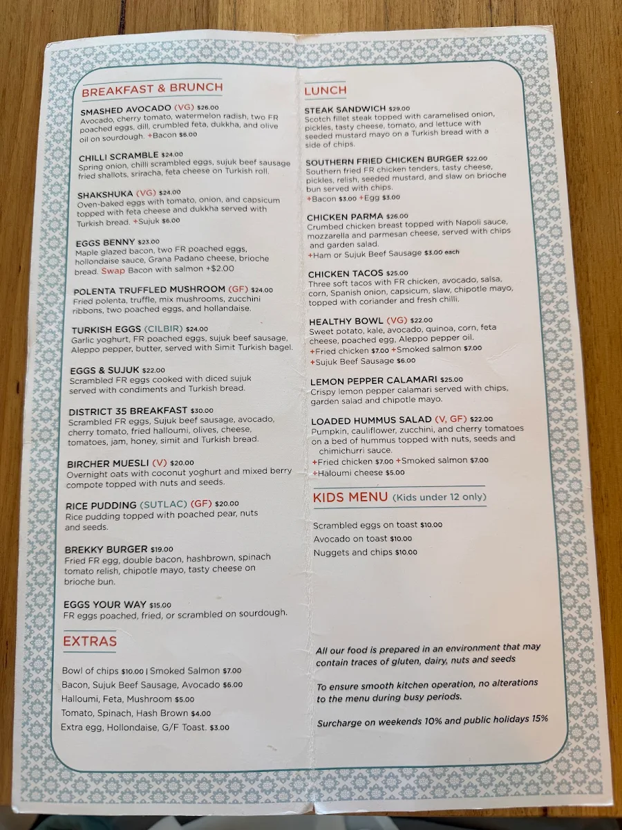 Menu, District 35