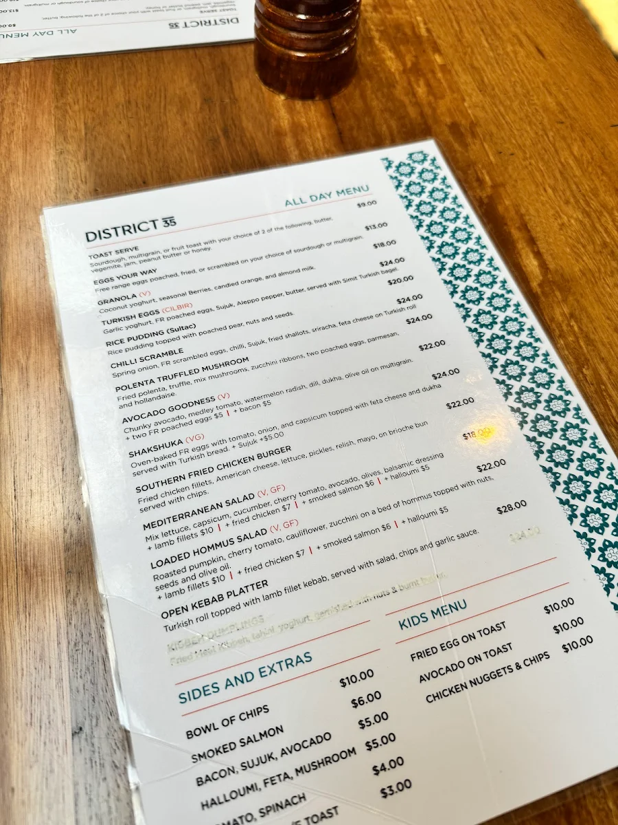 Menu, District 35