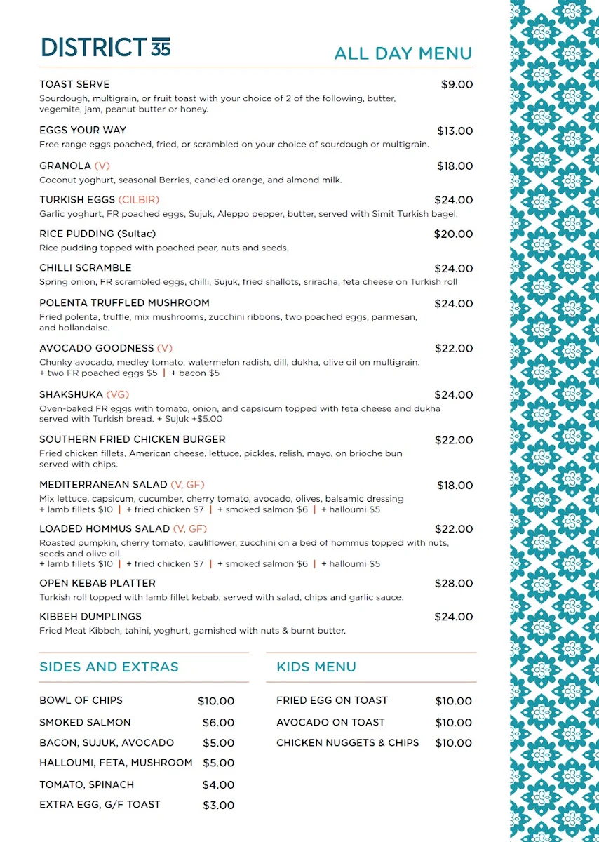 Menu, District 35
