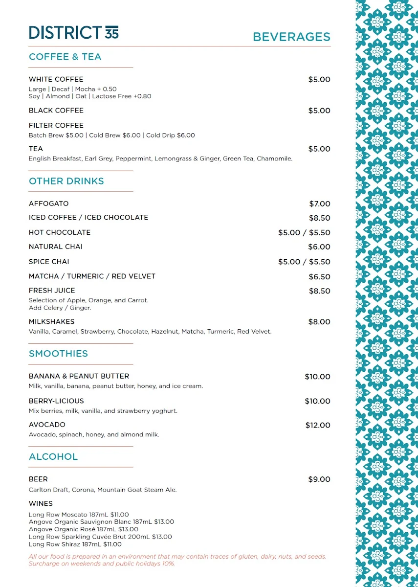 Menu, District 35