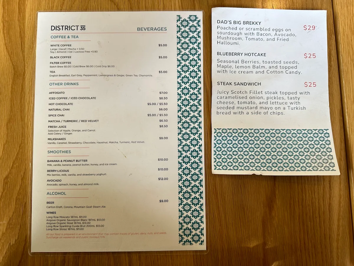 Menu, District 35