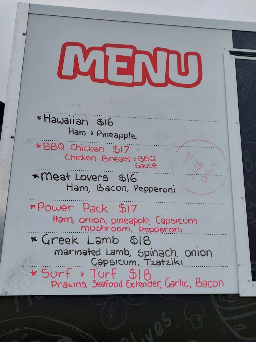 Menu, Red Grasshopper Pizza