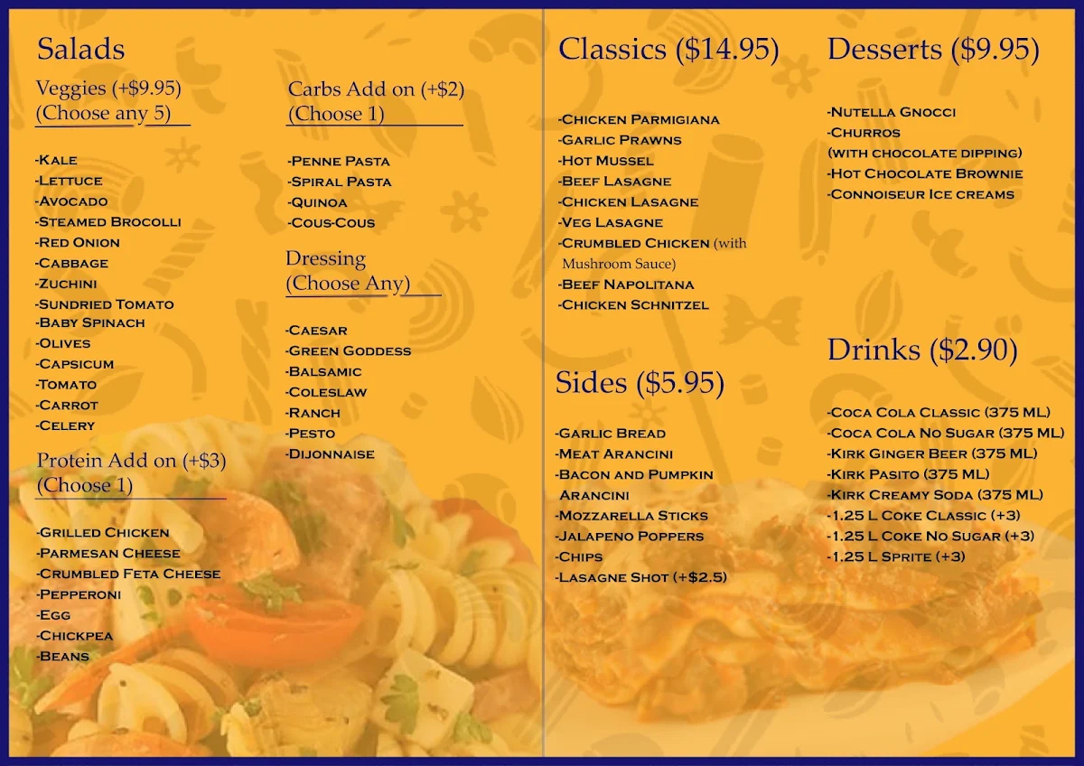 Menu, Mi Amore Pasta