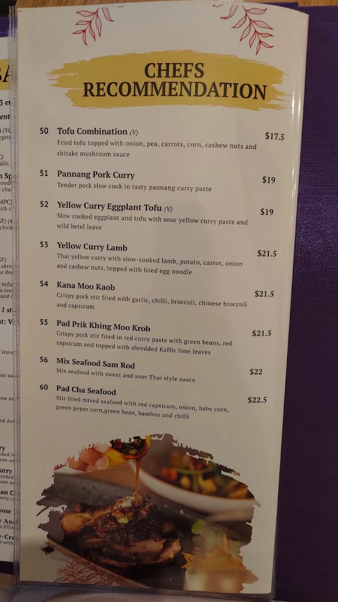 Menu, Narai Classic Thai - Fairfield