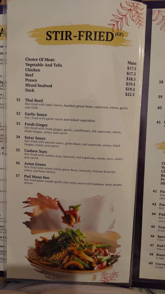 Menu, Narai Classic Thai - Fairfield